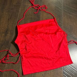 Red Halter Crop Top with Side-Ties